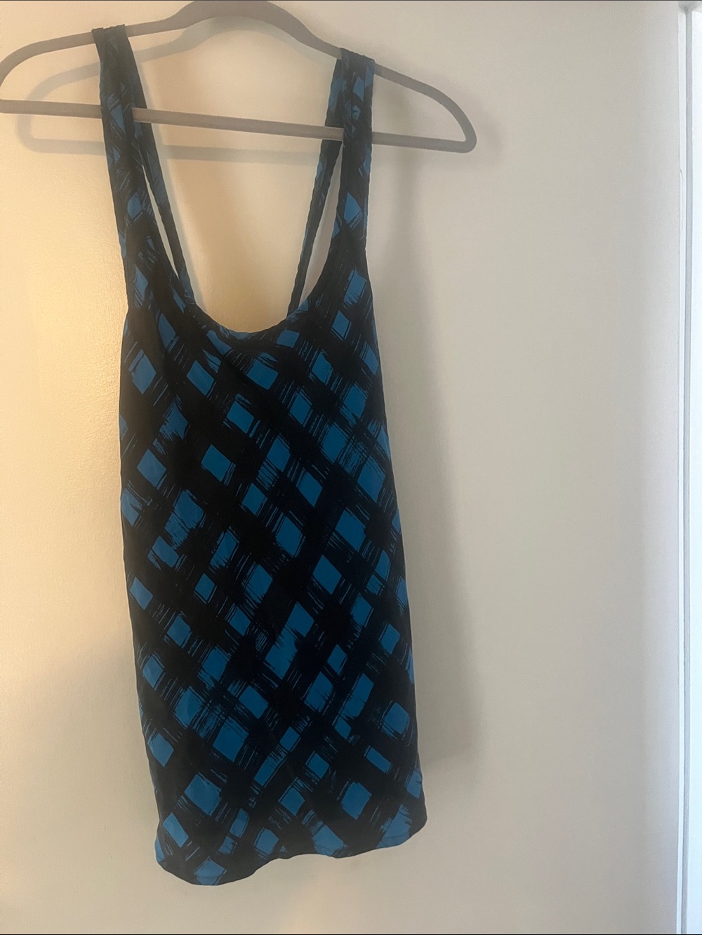 Theory Blue and Black Silk Tank Top